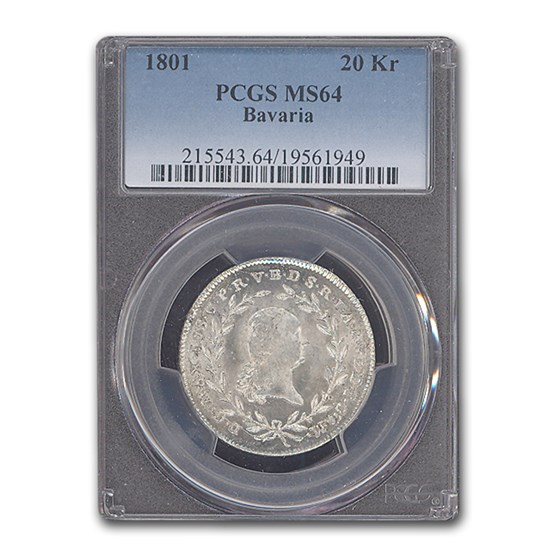 1801 Bavaria 20 Kreuzer Maximilian I Joseph MS-64 PCGS 1801 Bavaria 20 Kreuzer Maximilian I Joseph MS-64 PCGS